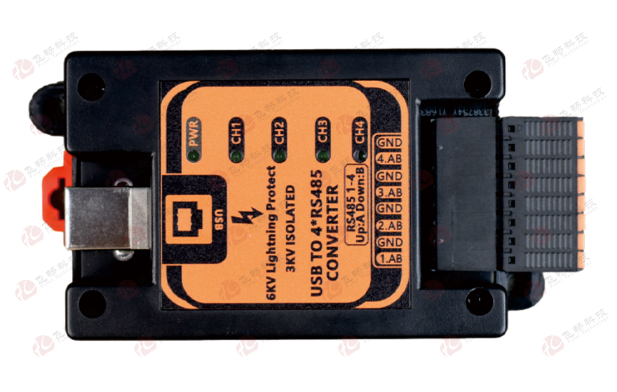 飛暢科技-工業(yè)級 3KV隔離/6KV防雷型 USB轉(zhuǎn)4路RS485轉(zhuǎn)換器